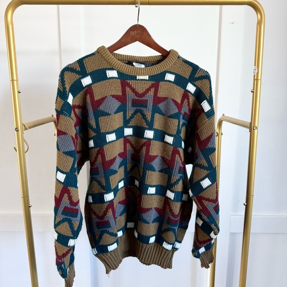 Vintage Sweaters - Vintage 80s Grandpa Boxy Chunky Sweater Unisex Size S